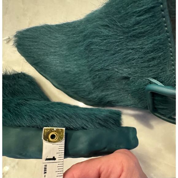 CamperLab Venga Mules Sz 38 Unisex Green Long Calf Hair Leather Clogs Slingbacks - Picture 14 of 15